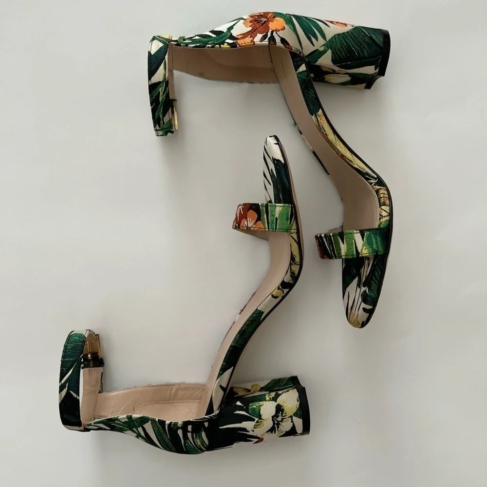 NEW STUART WEITZMAN Botanic Green Ankle Strap Heel Sandals 8